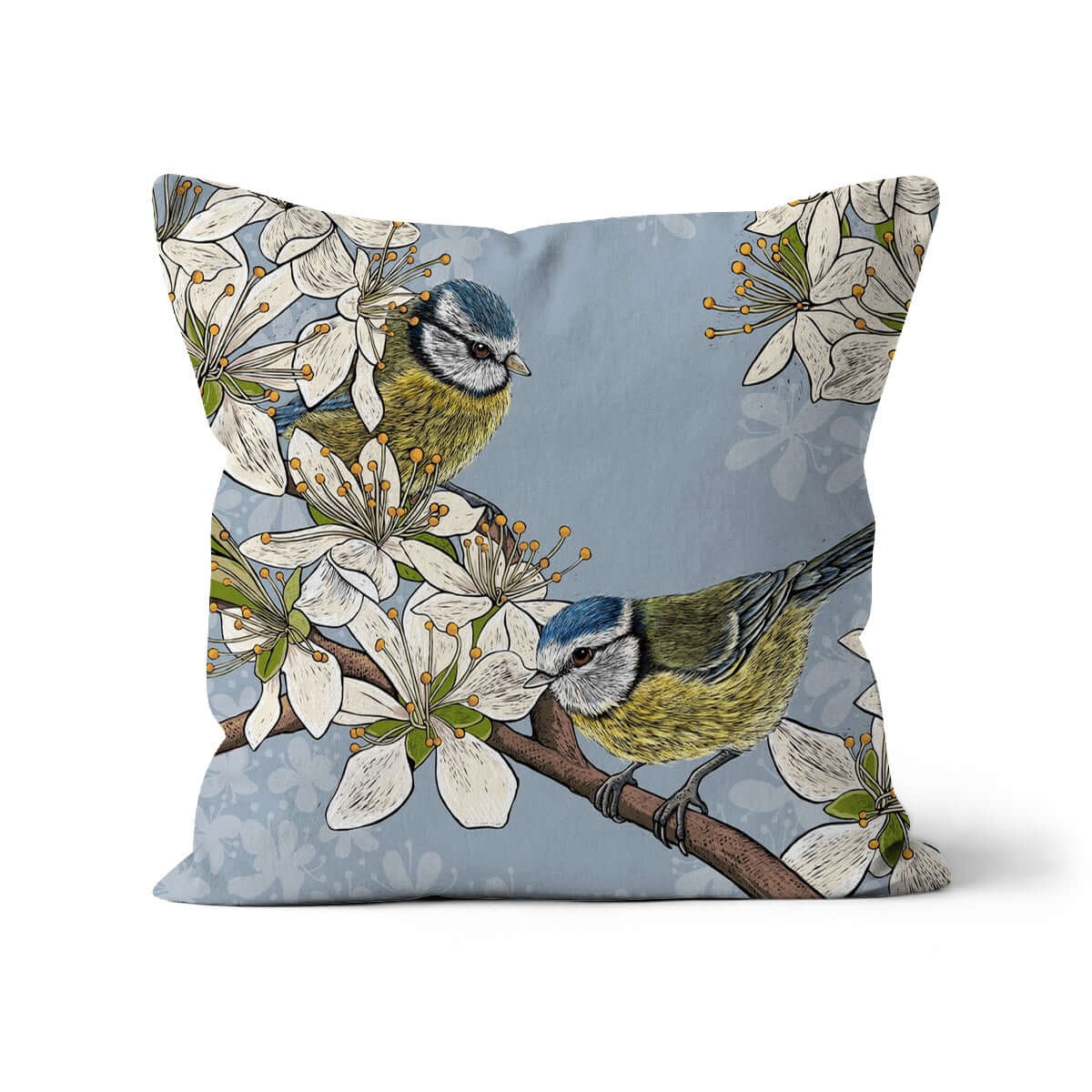 Hedgerow Blue Tits Cushion