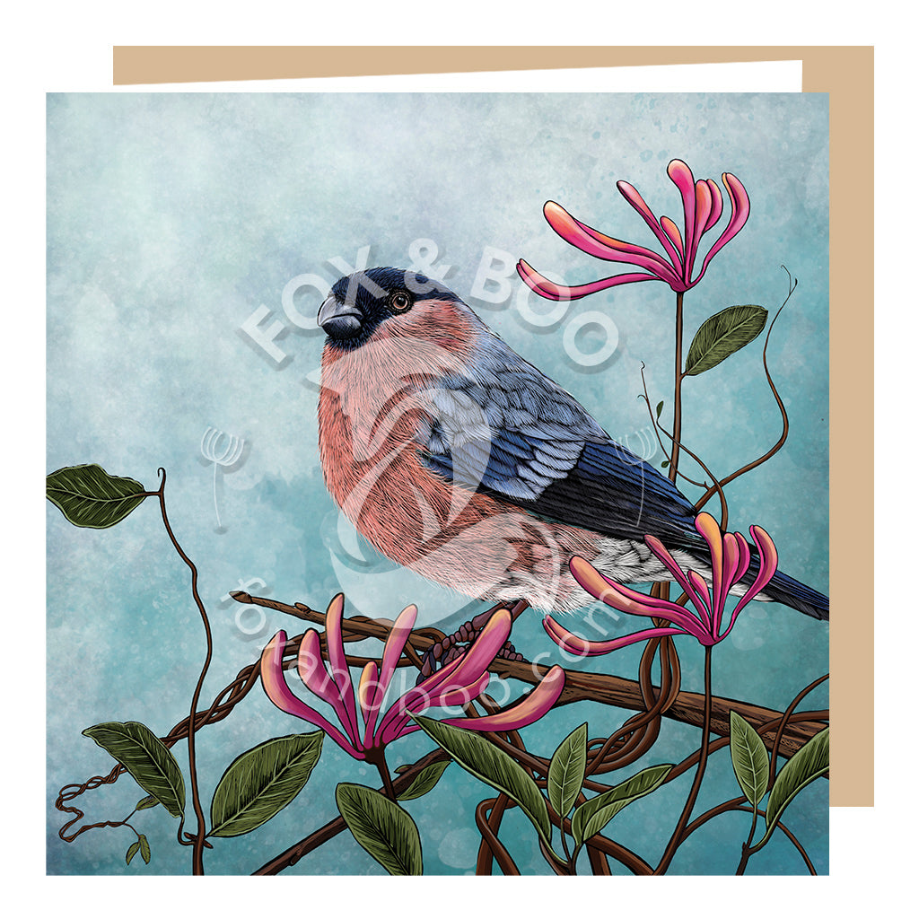 Honeysuckle Bullfinch Card