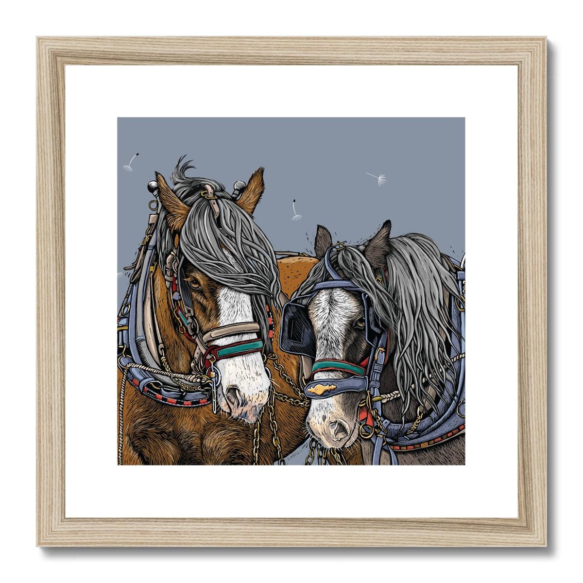Horse Whisper framed art print, natural frame by Fox and Boo