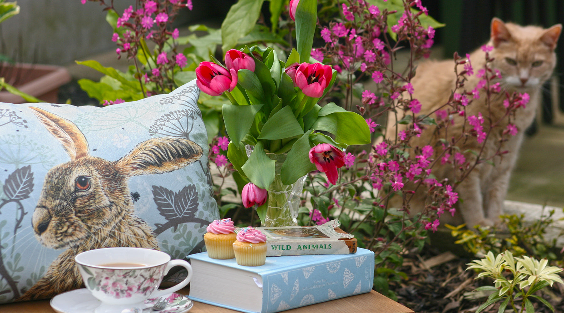 Blue Hare Cushion by Fox and Boo