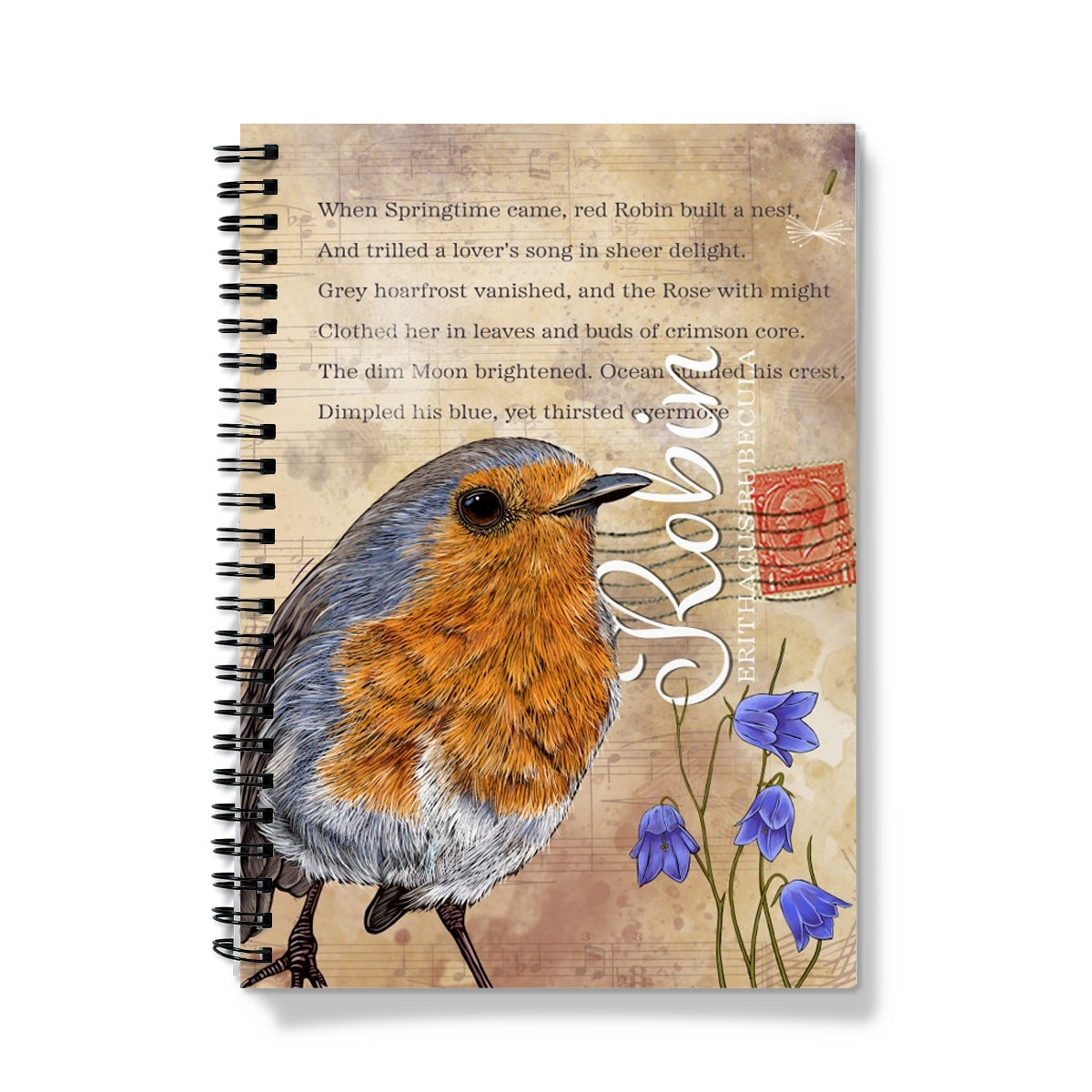Vintage Style Robin Spiral Bound Notebook