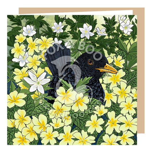 Primrose Blackbird Card