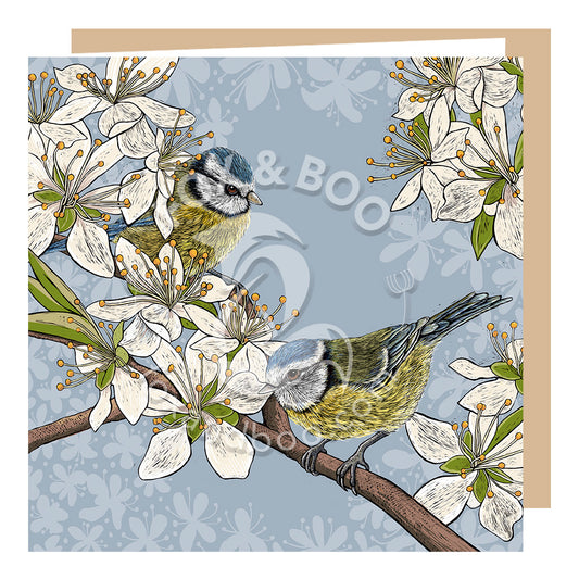 Hedgerow Blue Tits Card