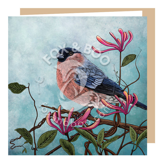 Honeysuckle Bullfinch Card